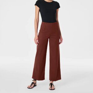 SPANX® Stretch Twill Cropped Wide Leg Pant / Hickory / Medium / Regular